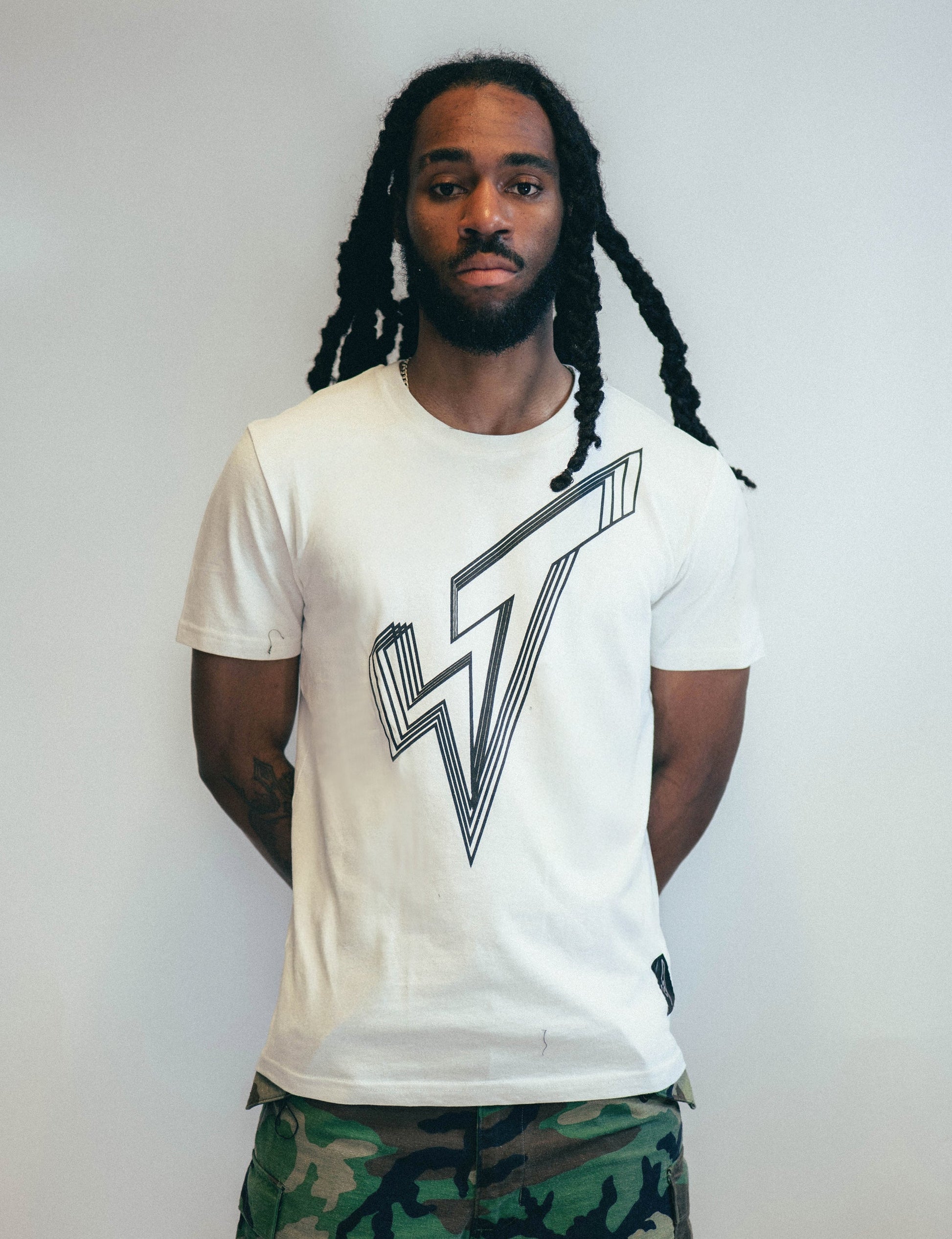 Ecru T-Shirt with Black Lined Logo (Free)