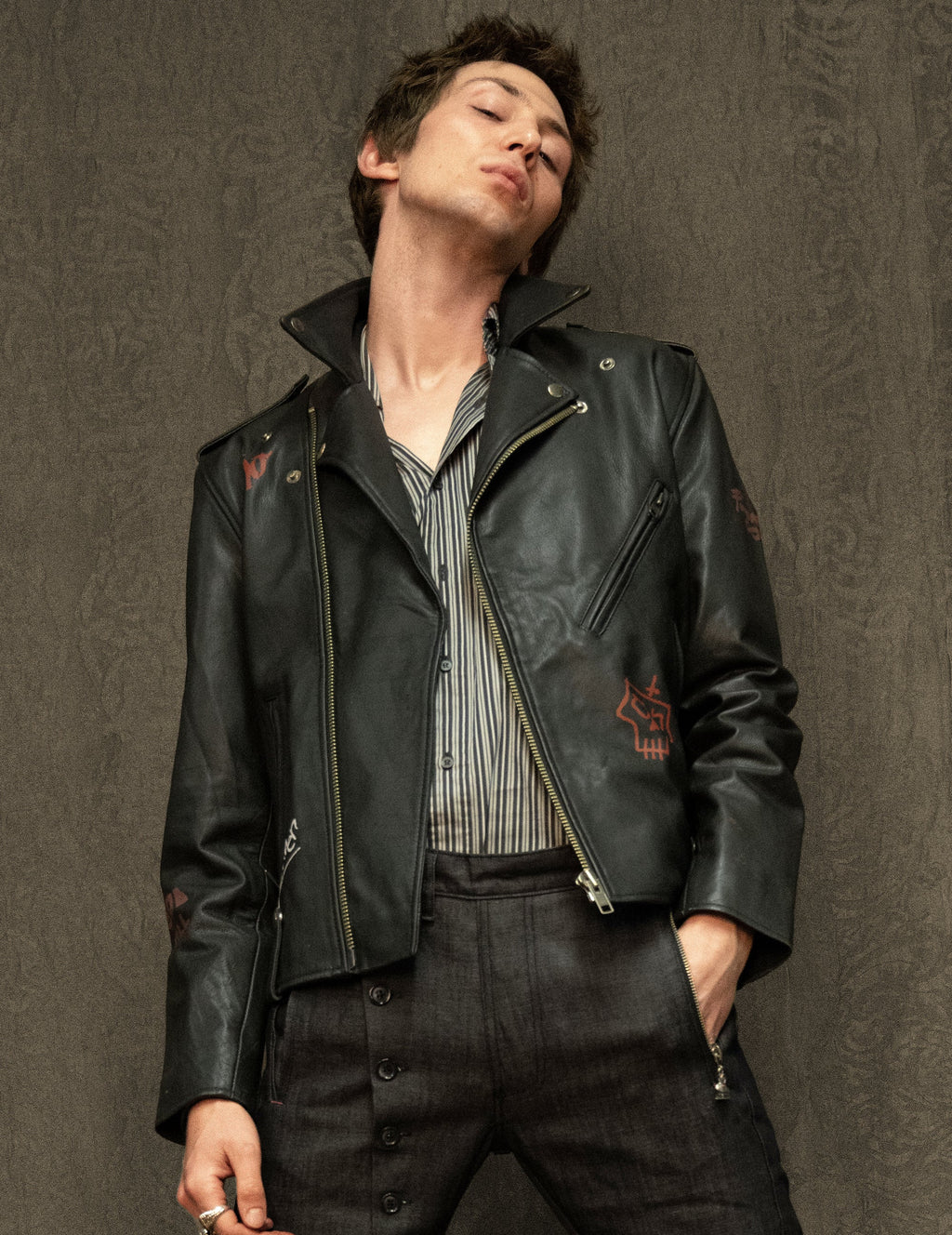 Born Saint Leather Biker Jacket in Black