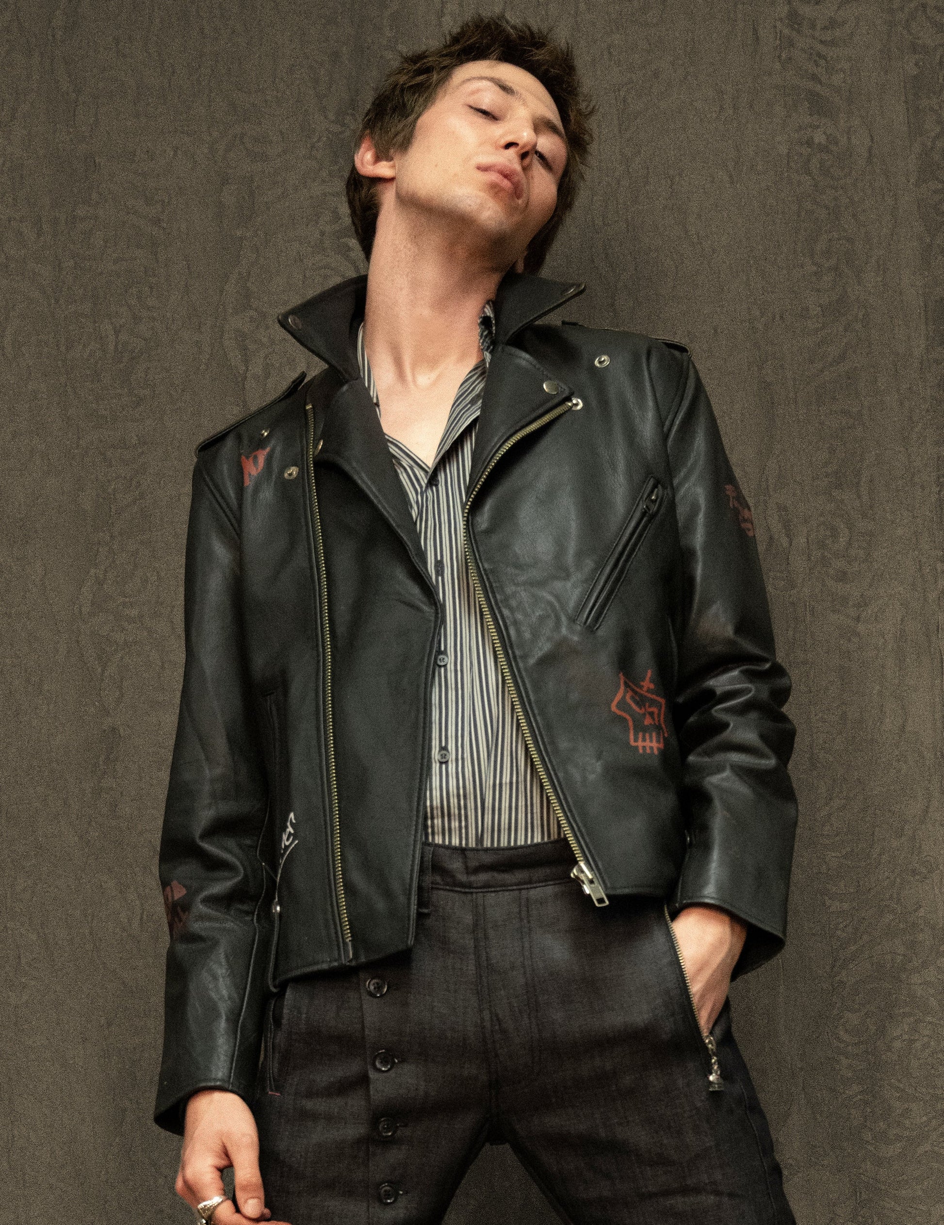 Born Saint Leather Biker Jacket in Black