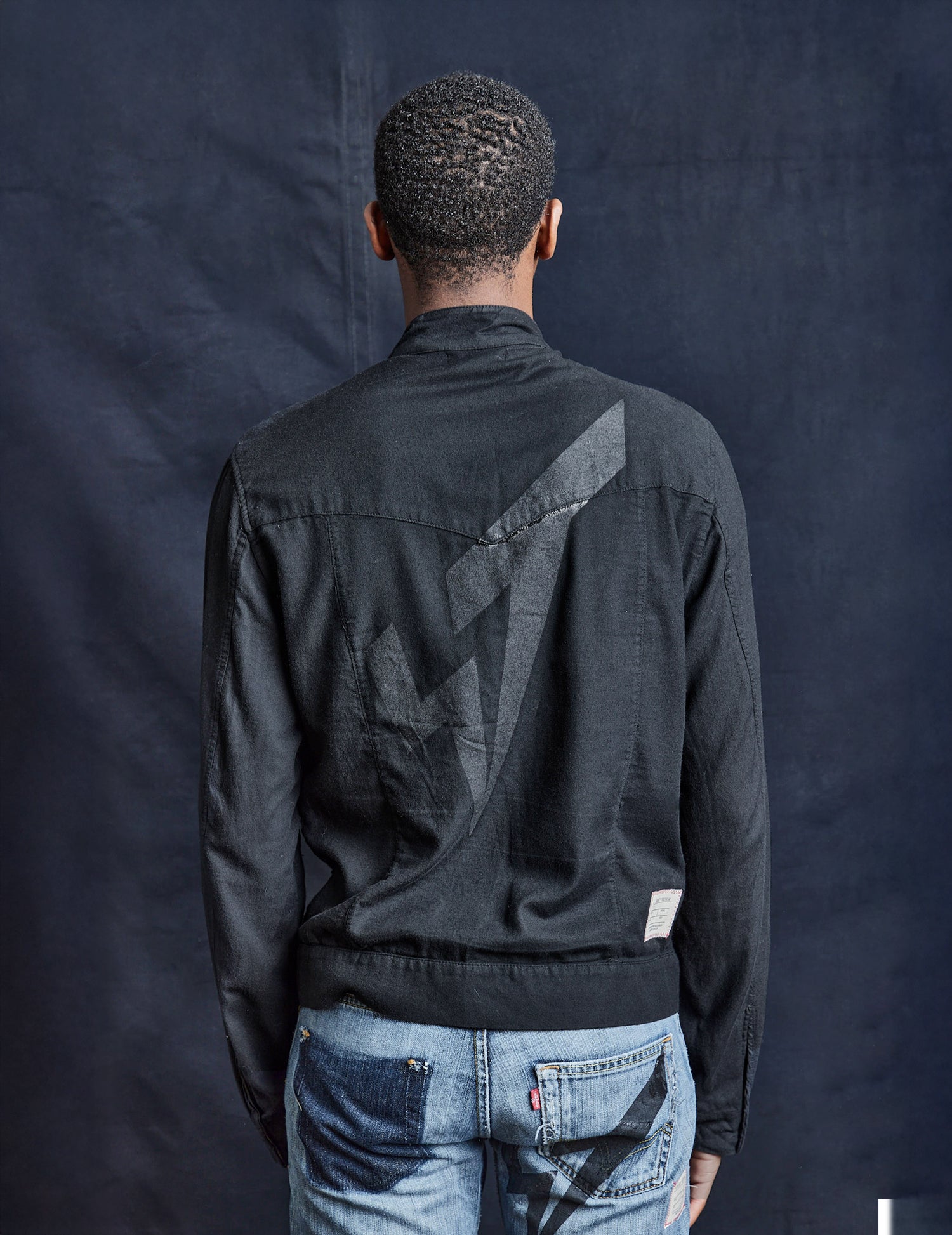 Black 0044 Double Breasted Biker Jacket in Black