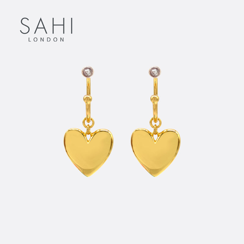 Love Affair Enamel Hoop Drop Earrings in Gold Plated Brass