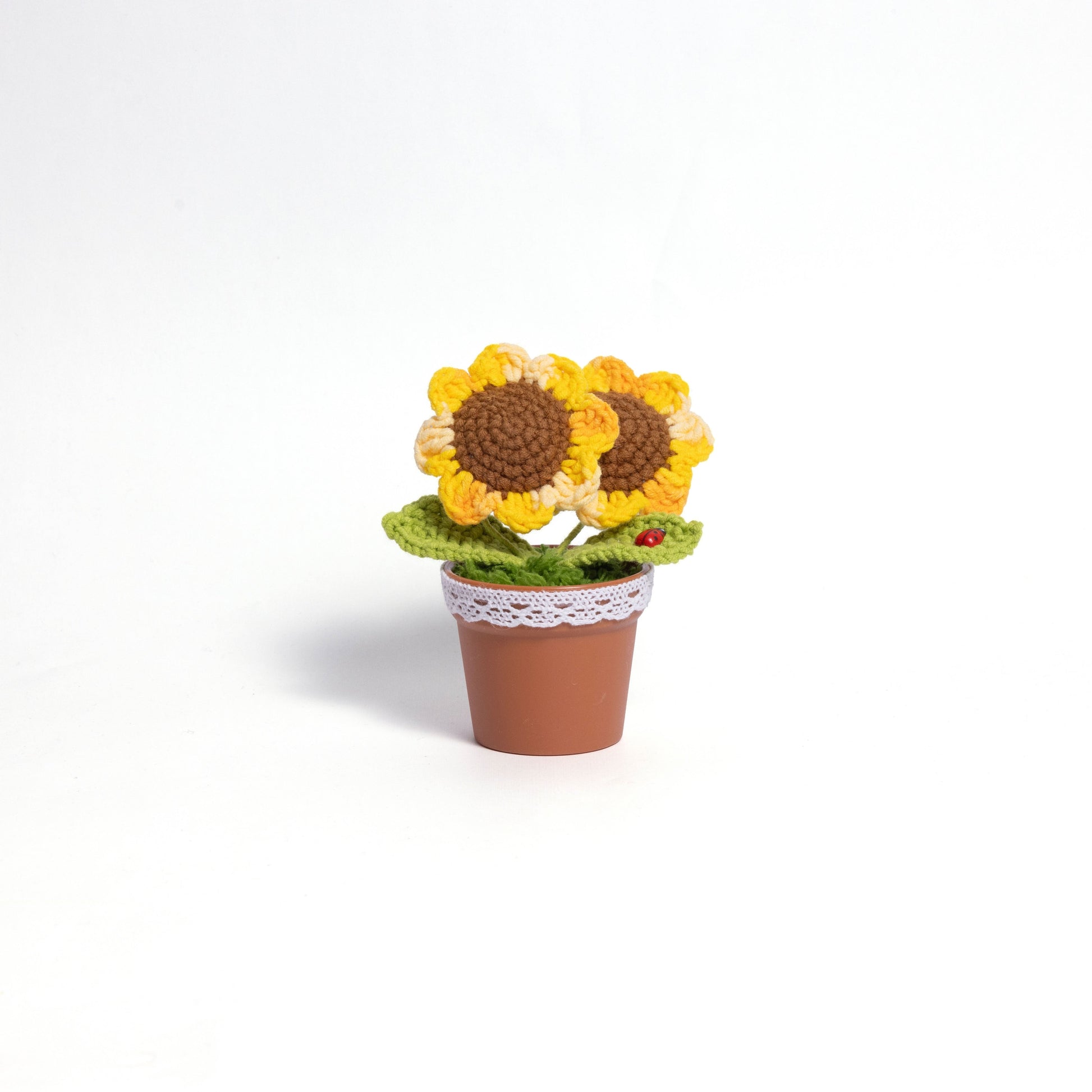 Handcrafted Crocheted Sunflower Plant in Decorative Pot