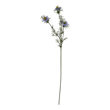 Lifelike purple artificial Nigella stem with star-shaped blooms and textured seed pods, 68cm tall by Sostter at brixbailey.com
