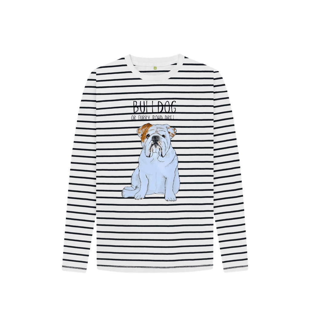 Furry Road Cool: Bulldog Style Meets Breton Chic in Kid’s Long Sleeve Tee!