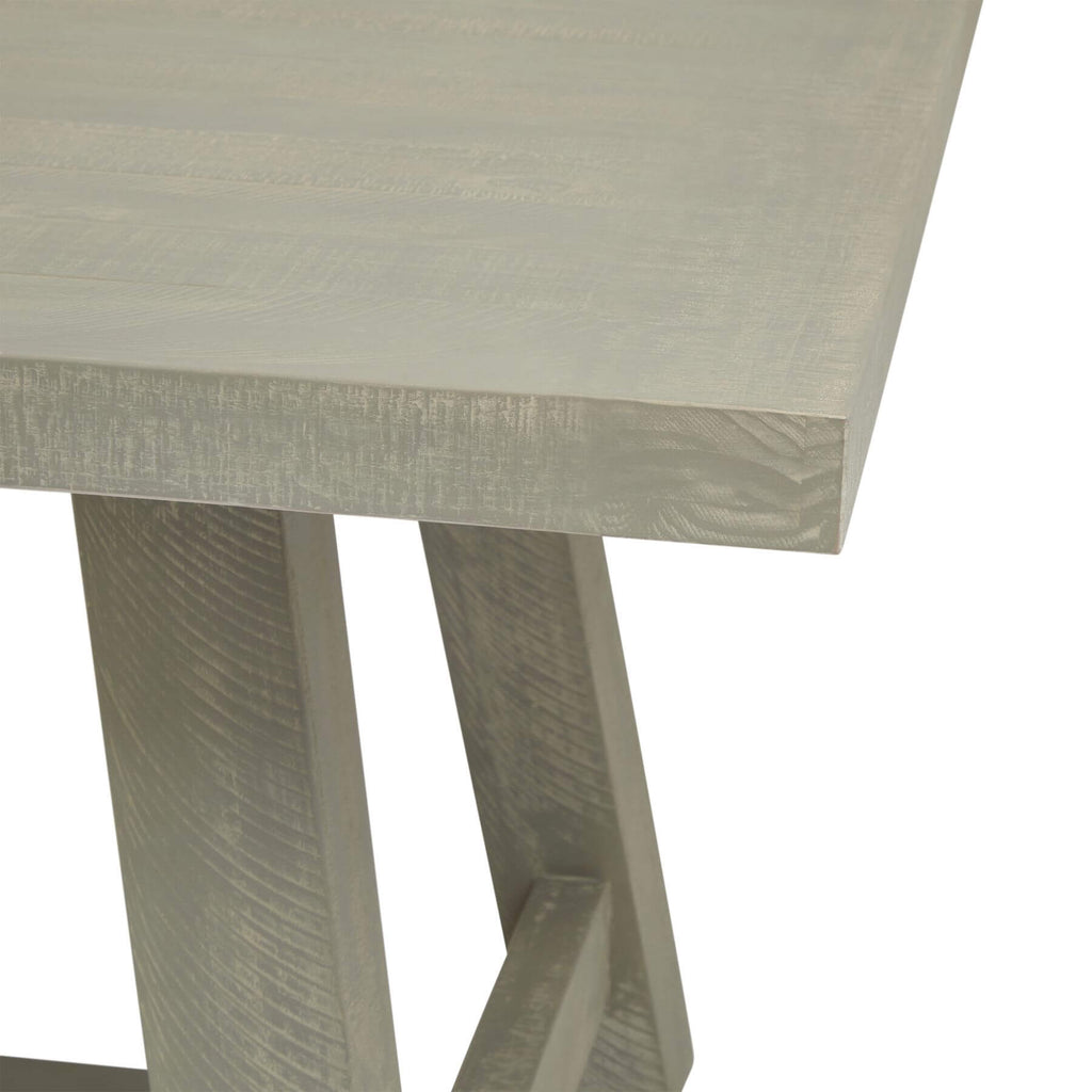 Saltaire rectangular dining table in grey-stained pine with curved edges, seats 6-8 by Sostter at brixbailey.com