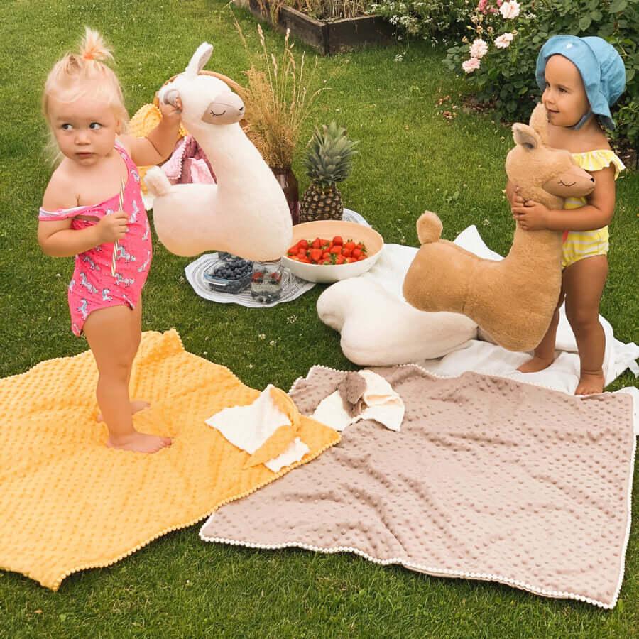 Double-Sided Baby Blanket with Detachable Bunny Toy - Cozy, Safe & Stylish by Kai aš mažas buvau at www.brixbailey.com