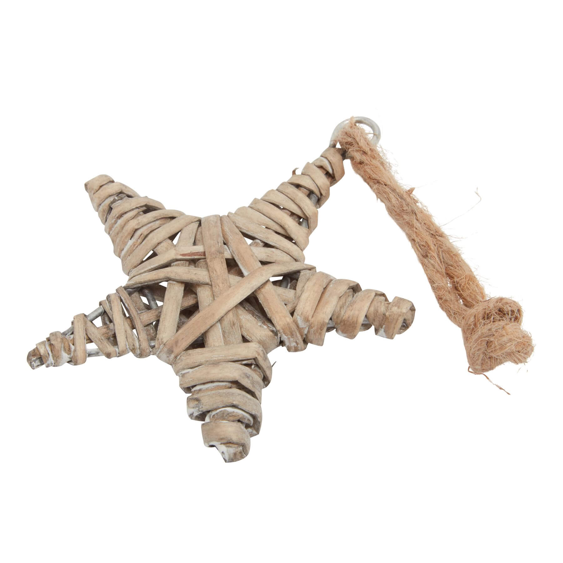 Handcrafted wicker star ornament in natural brown, rustic holiday decor with woven texture, 8cm wide. by Sostter at brixbailey.com