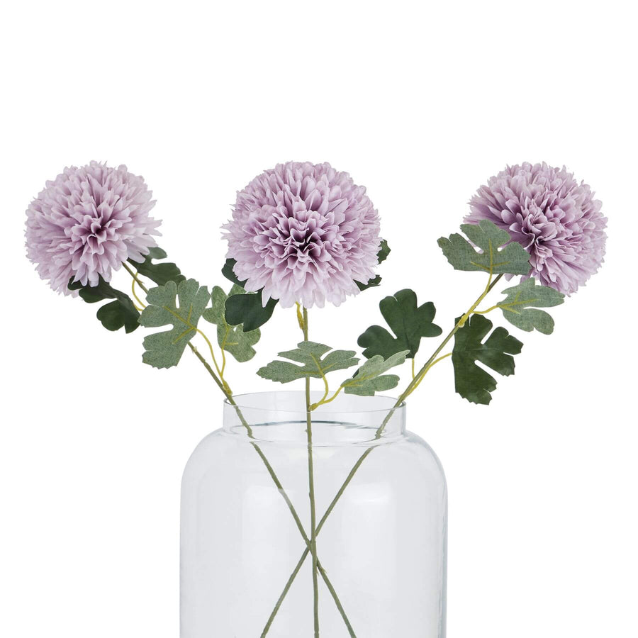 Lifelike light purple artificial chrysanthemum with realistic petals, 54cm tall, perfect for floral arrangements by Sostter at brixbailey.com
