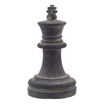 Handcrafted ceramic chess king sculpture in matte grey, 28cm tall, for game or decor by Hill Interiors at brixbailey.com