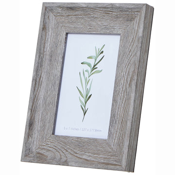 Grey washed 5x7 wooden photo frame with distressed finish, perfect for farmhouse or modern decor by Sostter at brixbailey.com