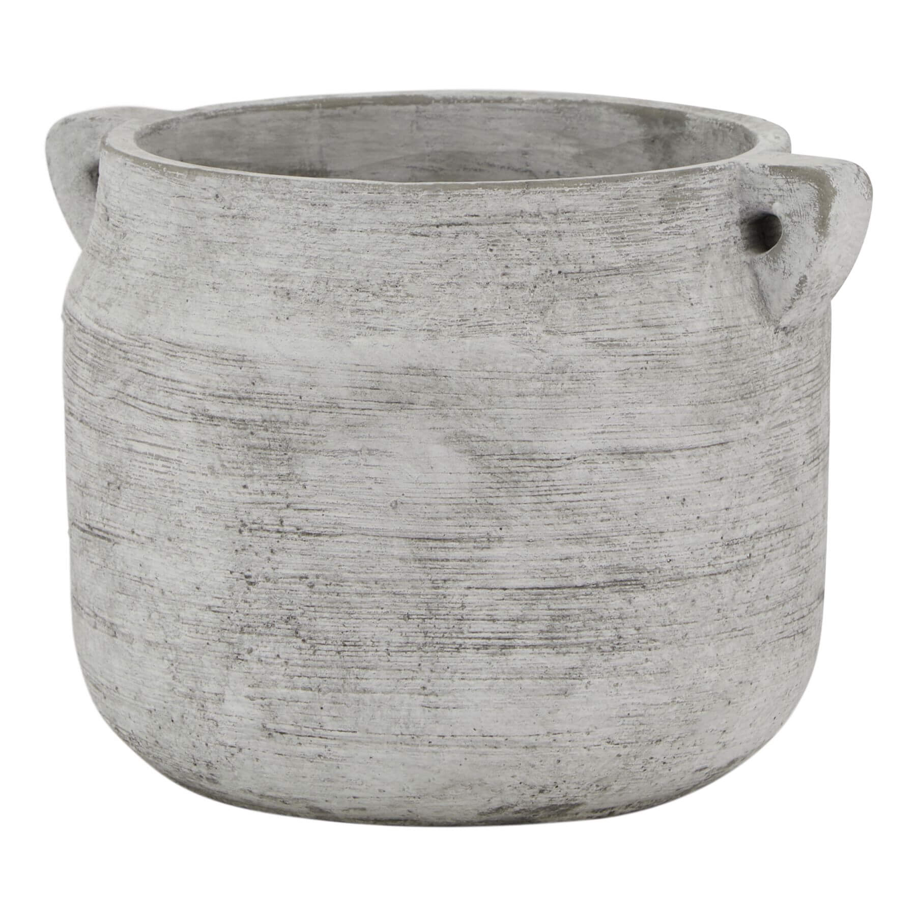 Weathered white ceramic hydria vessel with Mediterranean design, perfect for floral arrangements or decor by Sostter at brixbailey.com