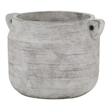 Weathered white ceramic hydria vessel with Mediterranean design, perfect for floral arrangements or decor by Sostter at brixbailey.com