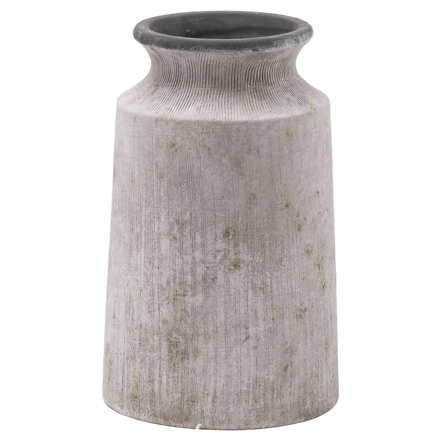 Handcrafted stone-effect urn vase in neutral tones with weathered texture, perfect for modern organic decor. by Sostter at brixbailey.com