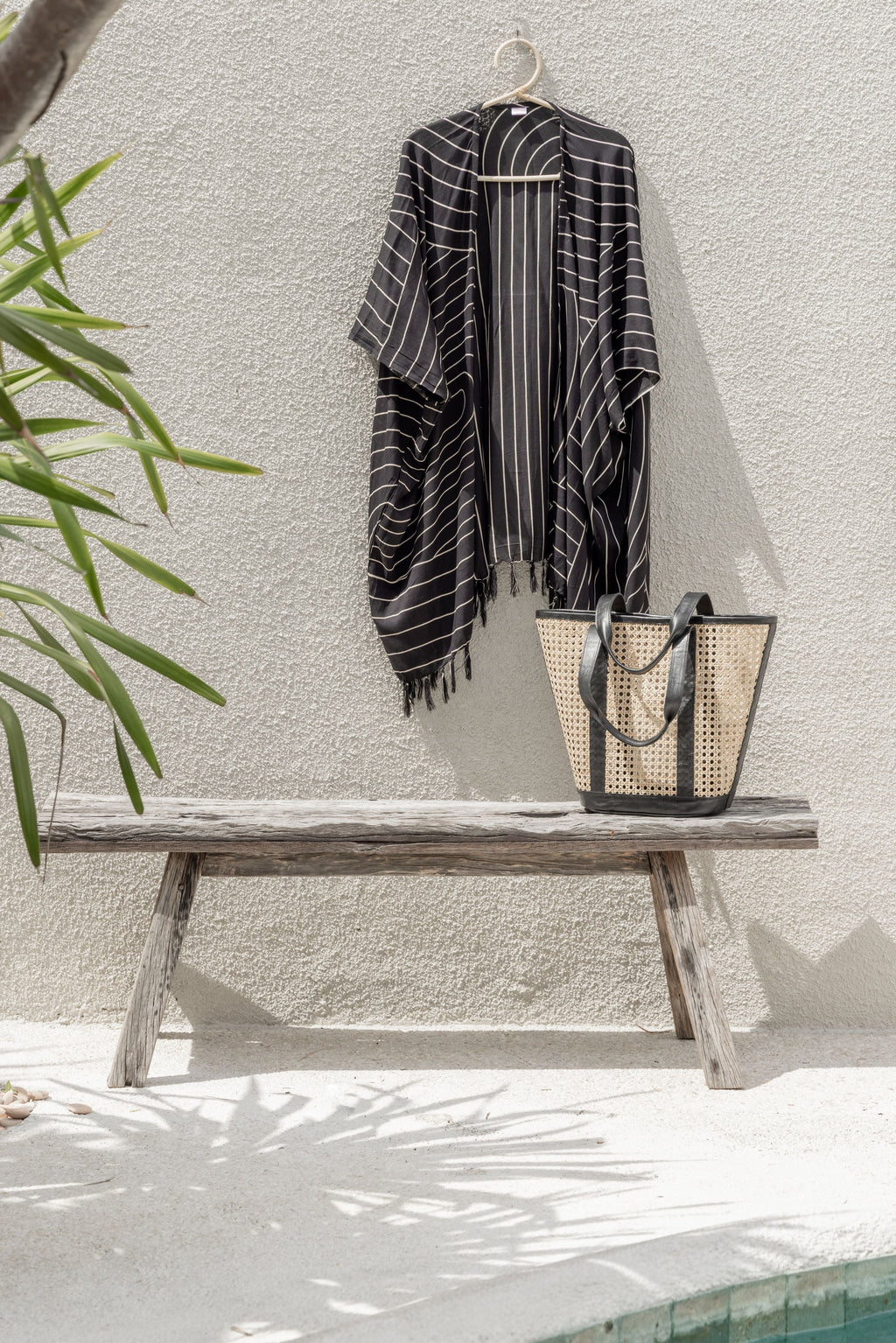 Leather and Cane Carryall Bag