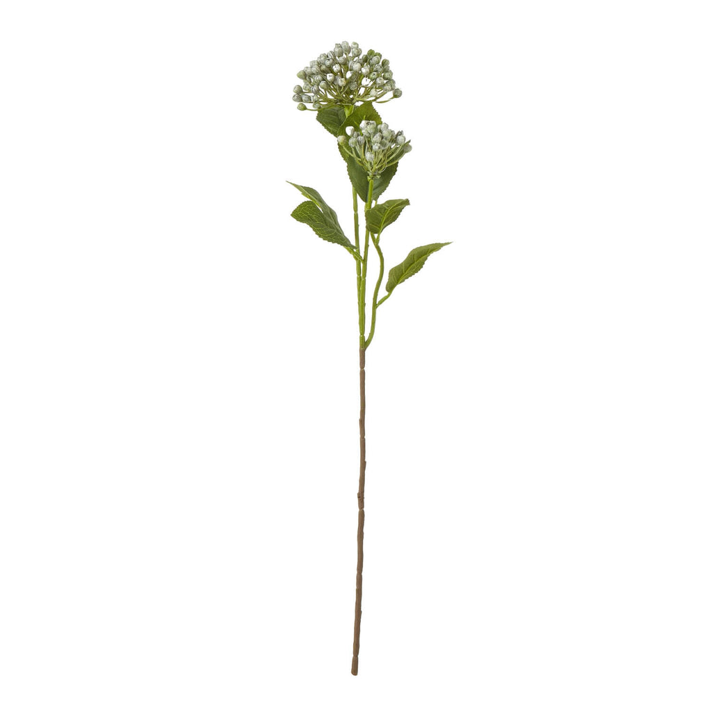 Lifelike blue hydrangea spray with lush clusters, 55 cm tall, made of high-quality plastic for year-round elegance. by Sostter at brixbailey.com