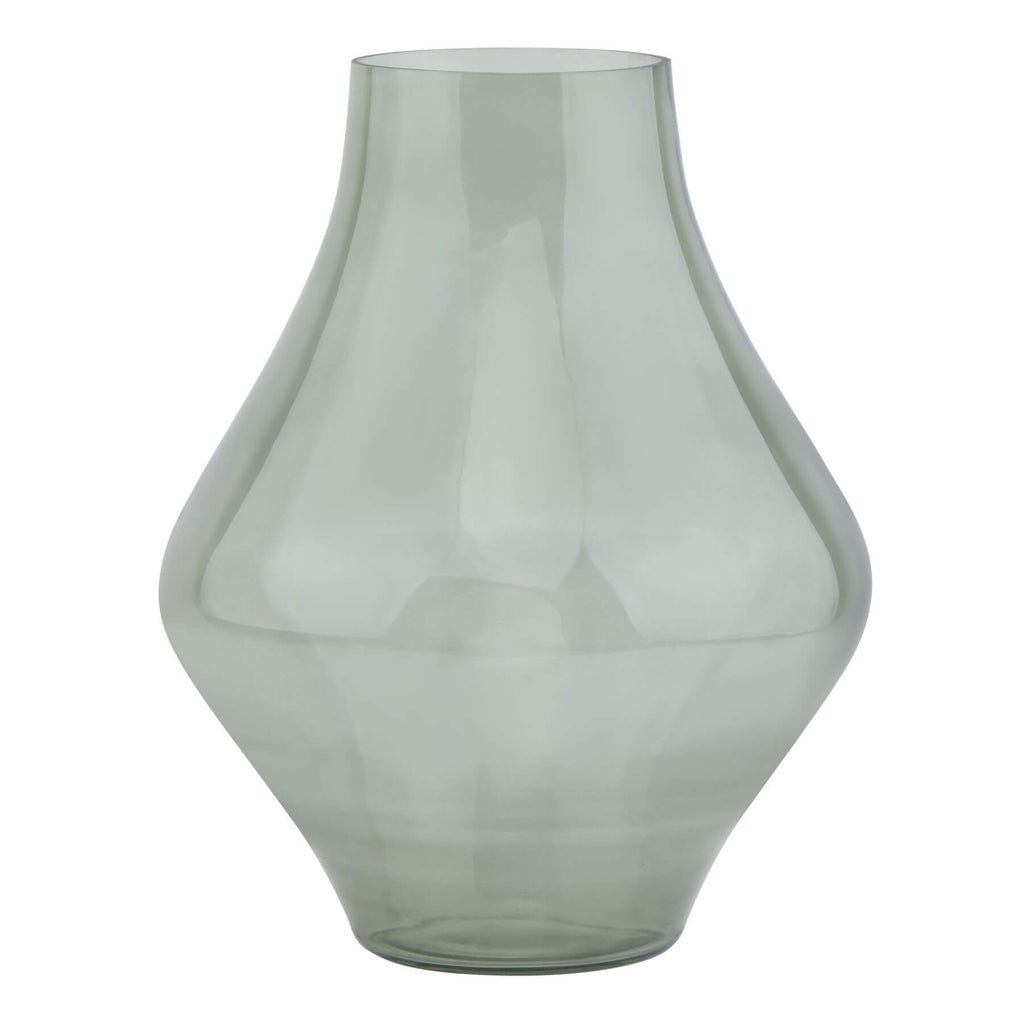 Handcrafted sage green glass vase with minimalist design, matte finish, and modern platform silhouette for home decor. by Sostter at brixbailey.com