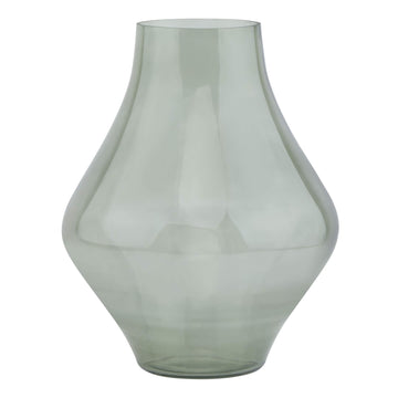 Handcrafted sage green glass vase with minimalist design, matte finish, and modern platform silhouette for home decor. by Sostter at brixbailey.com