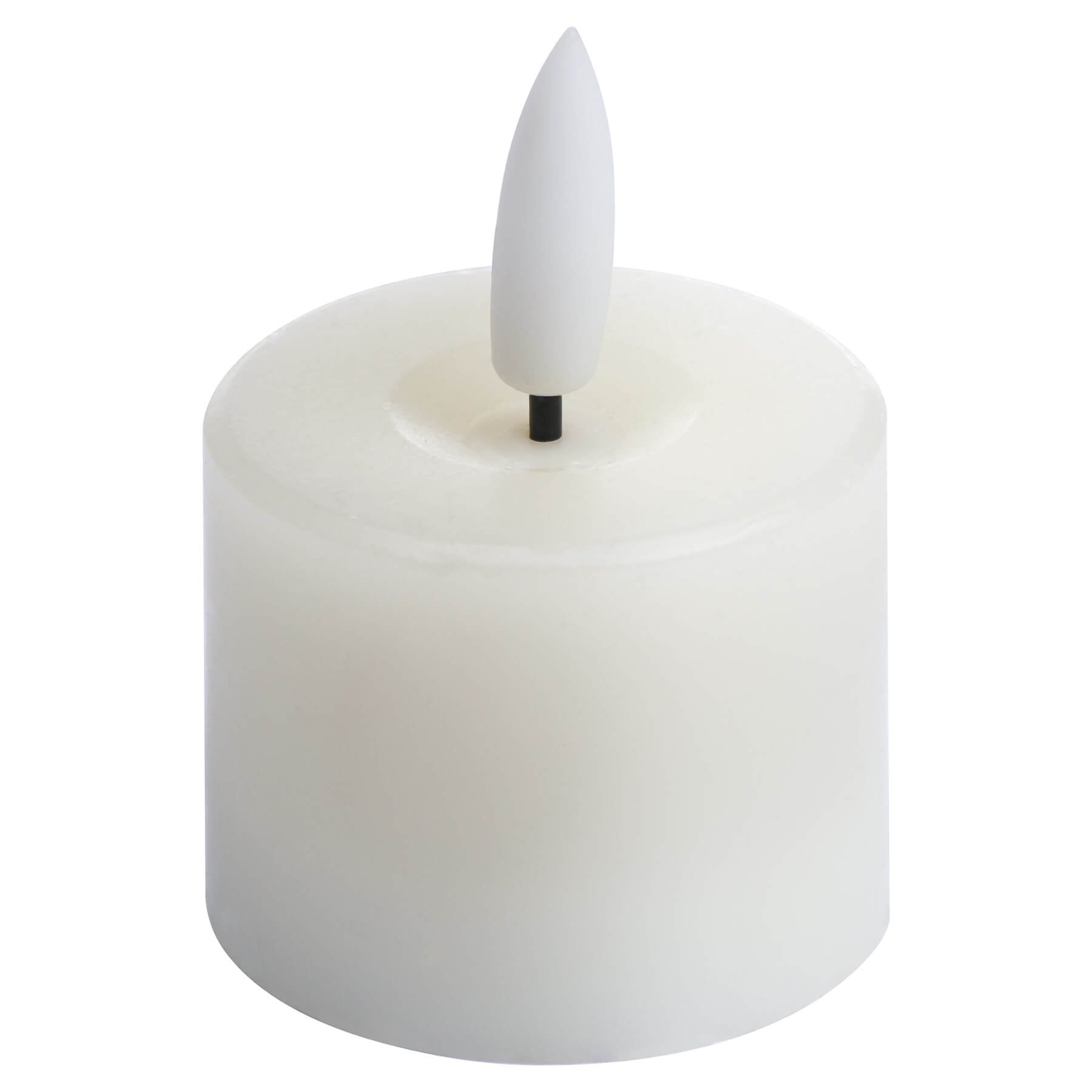 White LED tealight with realistic flickering flame, battery-operated for worry-free ambiance  by RoomLondon at brixbailey.com