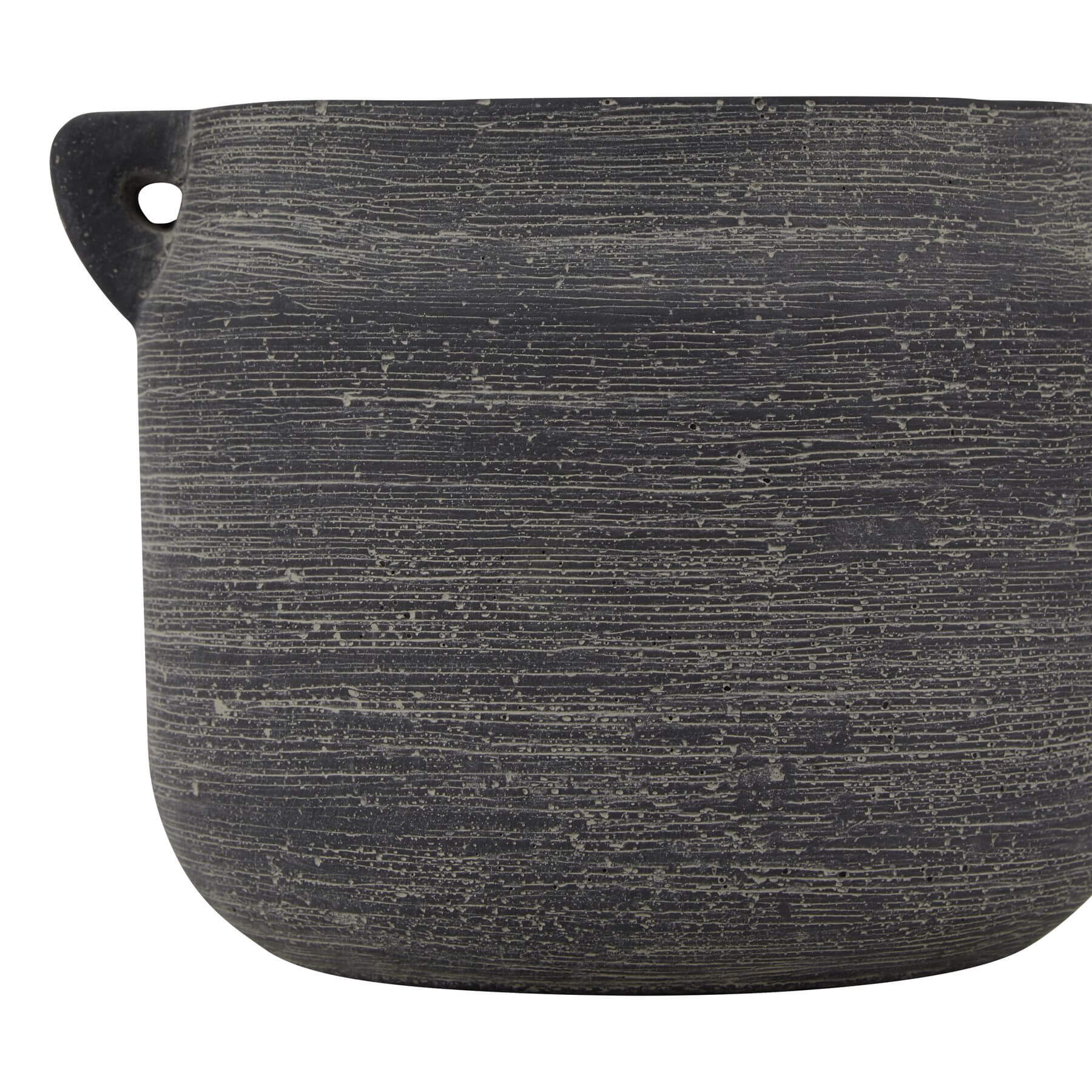 Handcrafted grey ceramic Amalfi Hydria pot with weathered finish, Mediterranean style, 15cm height, for home decor. by Sostter at brixbailey.com