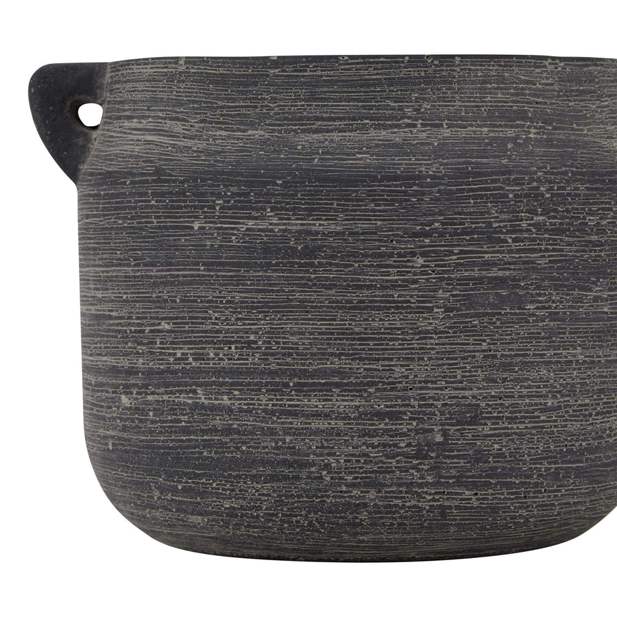 Handcrafted grey ceramic Amalfi Hydria pot with weathered finish, Mediterranean style, 15cm height, for home decor. by Hill Interiors at brixbailey.com