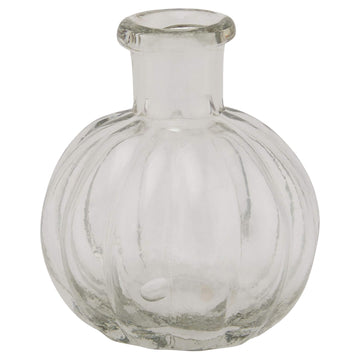 Clear glass bud vase, minimalist modern design, 6cm cube shape for single stems or small floral arrangements by Sostter at brixbailey.com