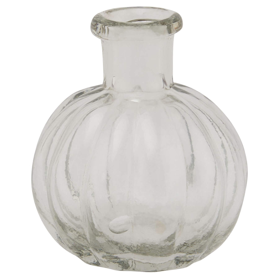 Clear glass bud vase, minimalist modern design, 6cm cube shape for single stems or small floral arrangements by Sostter at brixbailey.com
