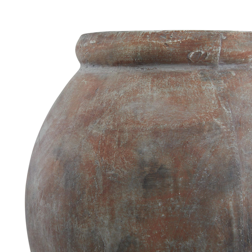 Handcrafted brown ceramic Mediterranean planter, 31cm tall with rustic glaze, perfect for floral arrangements or decor. by Sostter at brixbailey.com