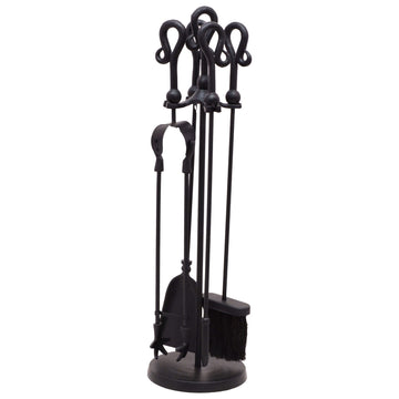 Black Crook Top fireplace companion set in durable metal with elegant black finish, modern decor accessory. by Sostter at brixbailey.com