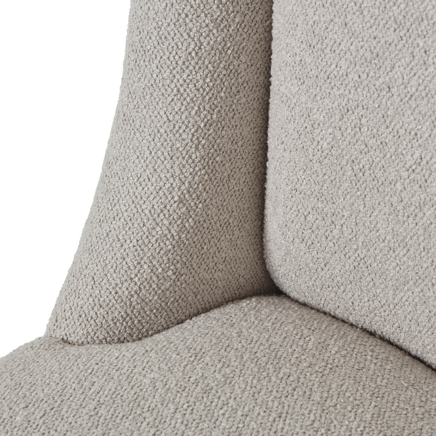 Compton Aspen dining chair with curved backrest, twill upholstery, and rustic wood frame for elegant comfort by Sostter at brixbailey.com