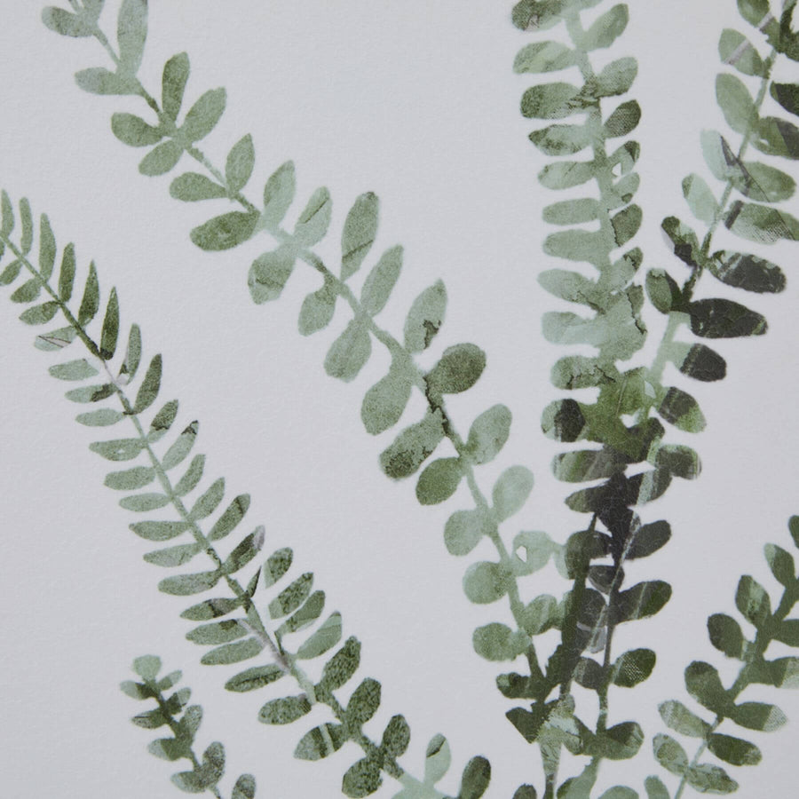 Hand-painted fern watercolor print in soft hues with rustic wood frame, botanical wall art for home decor. by Sostter at brixbailey.com