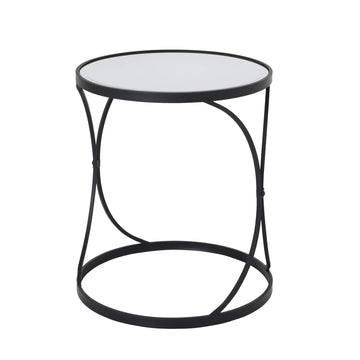 Black metal nesting side tables with mirrored glass surfaces, modern decor accent   

- **Keywords included:** black metal, nesting side tables, mirrored glass, modern decor  
- **Clear description:** Describes the tables' material, design, and purpose  
- **SEO & accessibility optimized:** Concise, informative, and avoids redundancy by Sostter at brixbailey.com