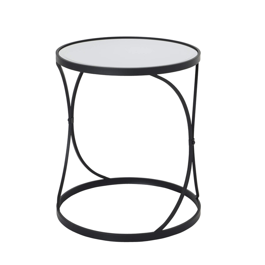 Black metal nesting side tables with mirrored glass surfaces, modern decor accent   

- **Keywords included:** black metal, nesting side tables, mirrored glass, modern decor  
- **Clear description:** Describes the tables' material, design, and purpose  
- **SEO & accessibility optimized:** Concise, informative, and avoids redundancy by Sostter at brixbailey.com