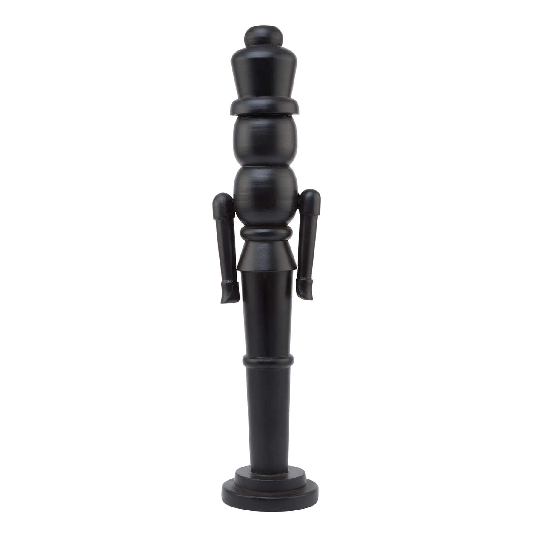 Black Scandinavian nutcracker with minimalist design, 60cm tall, matte wood finish for modern Christmas decor by Sostter at brixbailey.com