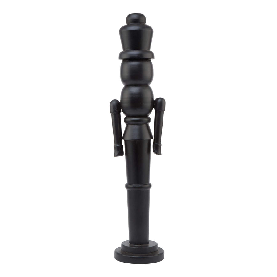 Black Scandinavian nutcracker with minimalist design, 60cm tall, matte wood finish for modern Christmas decor by Sostter at brixbailey.com