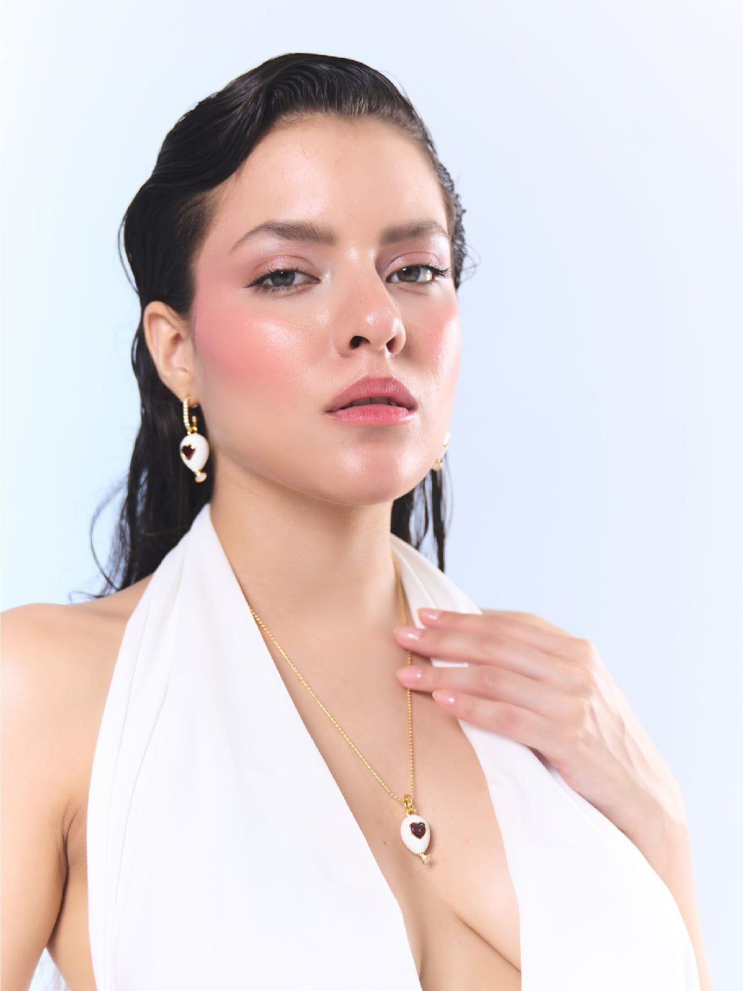 Age of Innocence Red and White Dangle Earrings