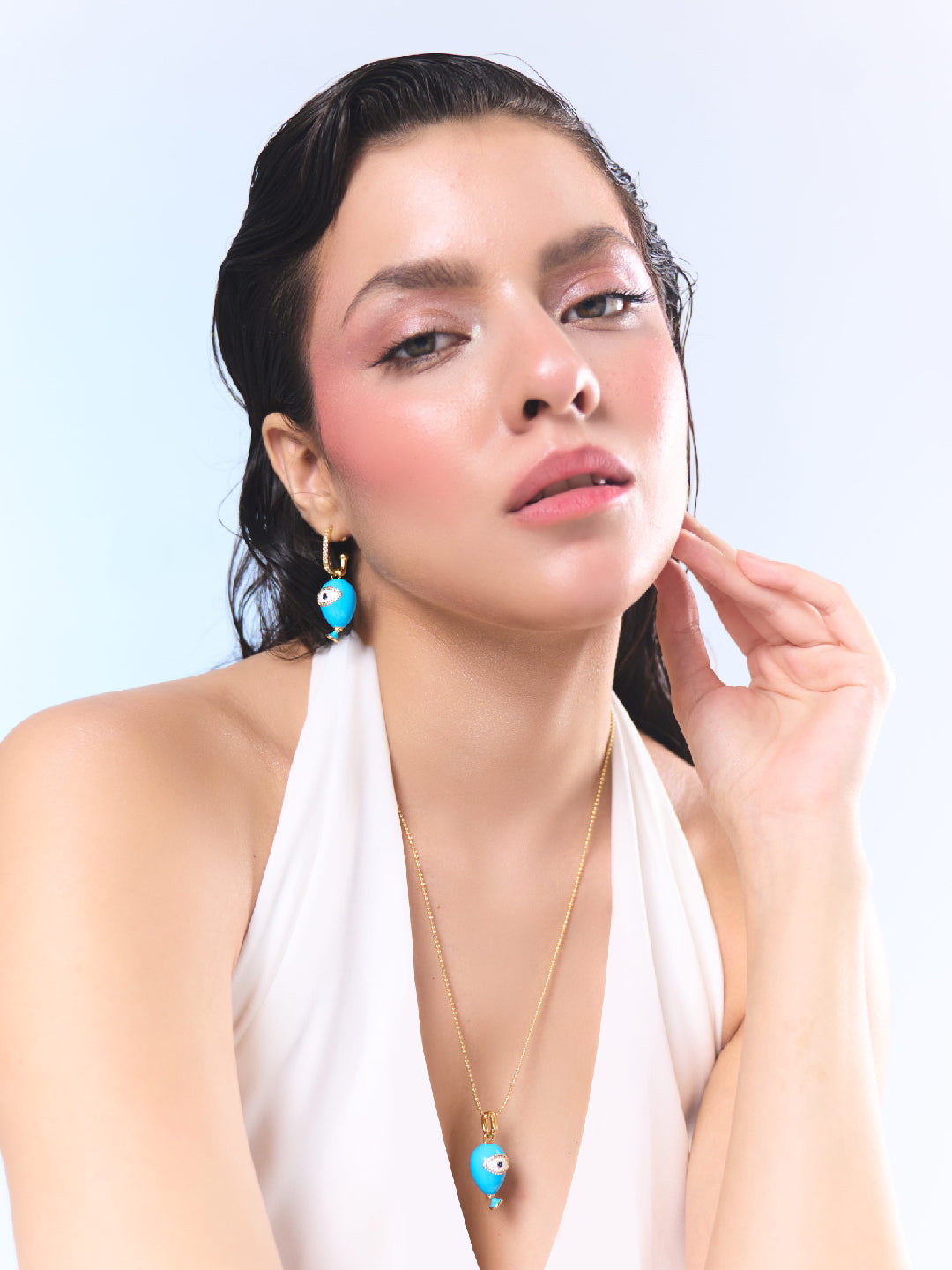 Age of Innocence Blue Eye Dangle Earrings