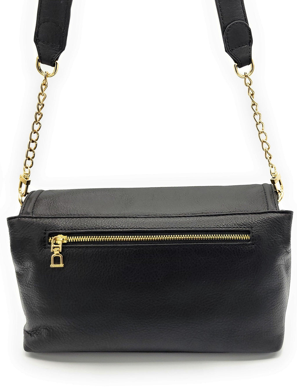 Orla Real Leather Flapover Handbag with Chain Detail Strap