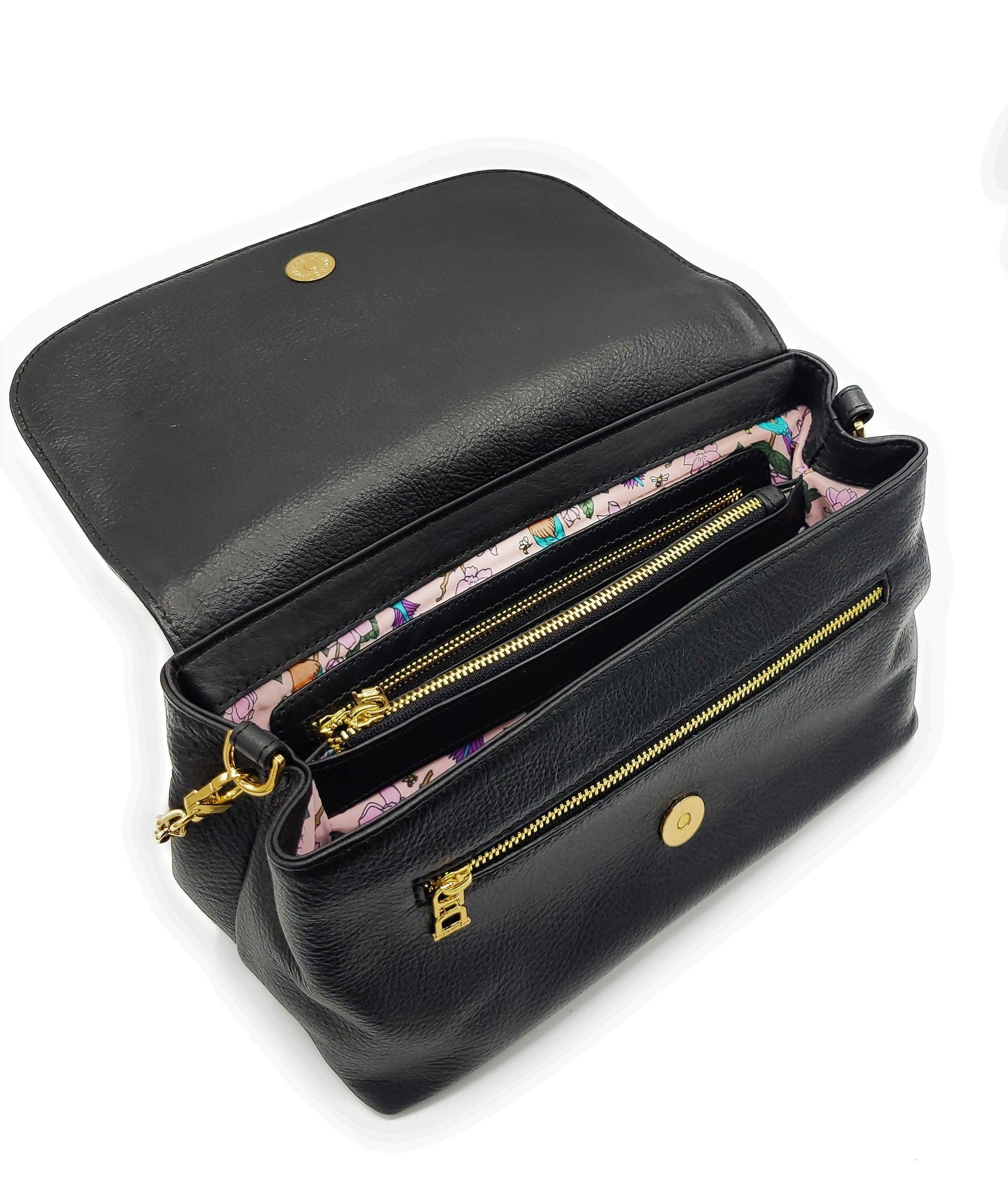 Orla Real Leather Flapover Handbag with Chain Detail Strap