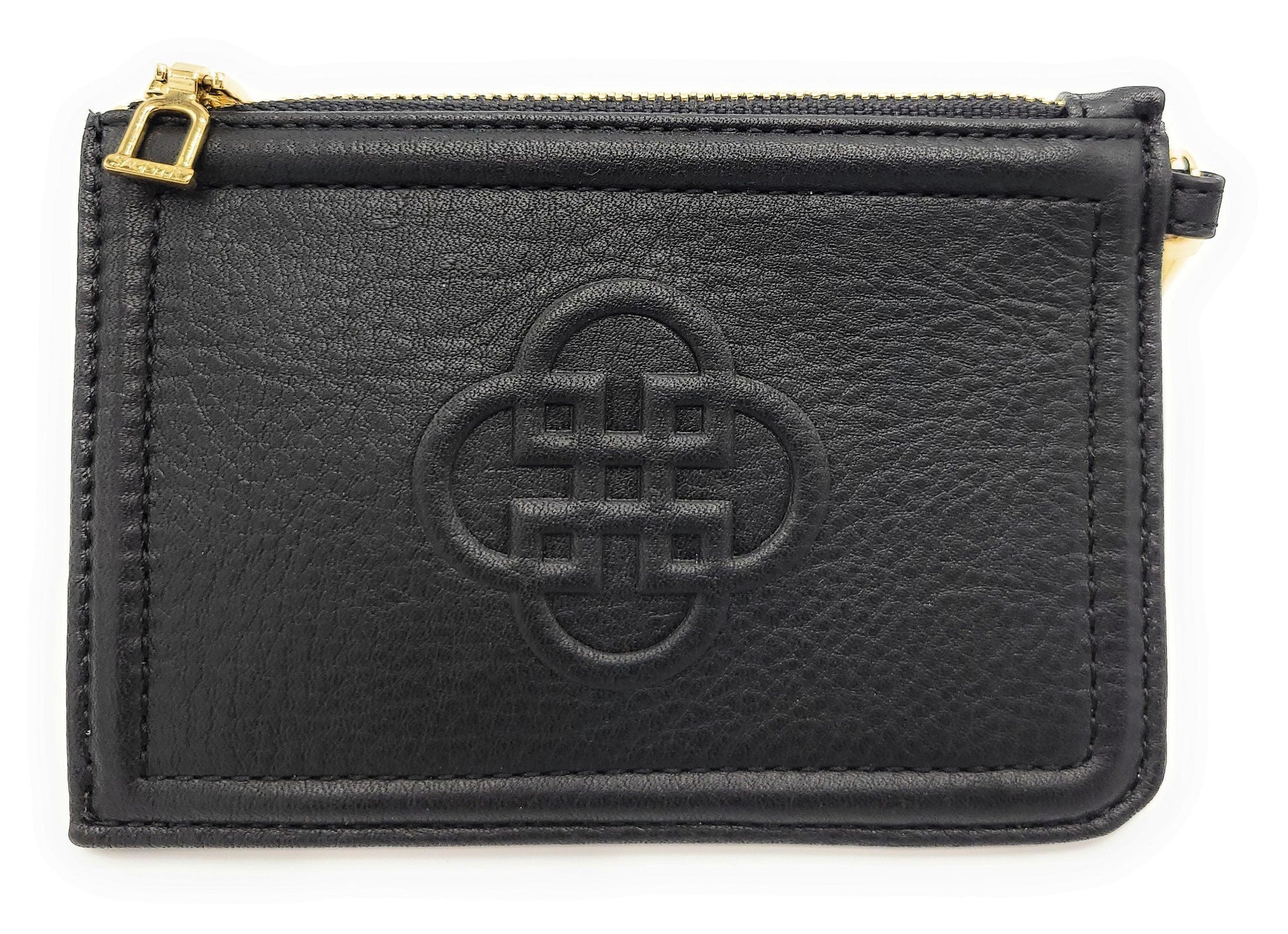 Real Leather Top Zip Card Holder with Coin Purse