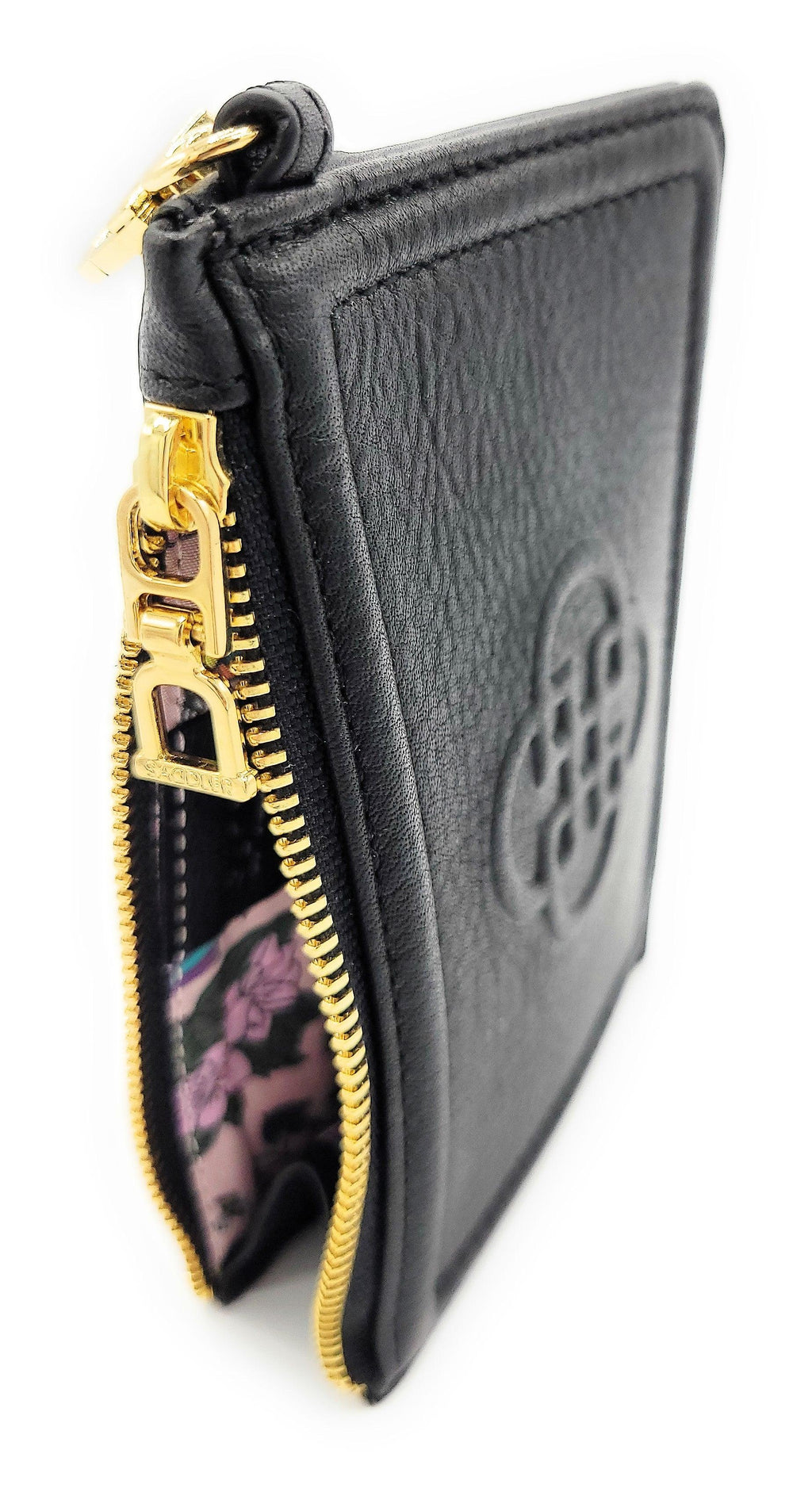 Real Leather Top Zip Card Holder with Coin Purse