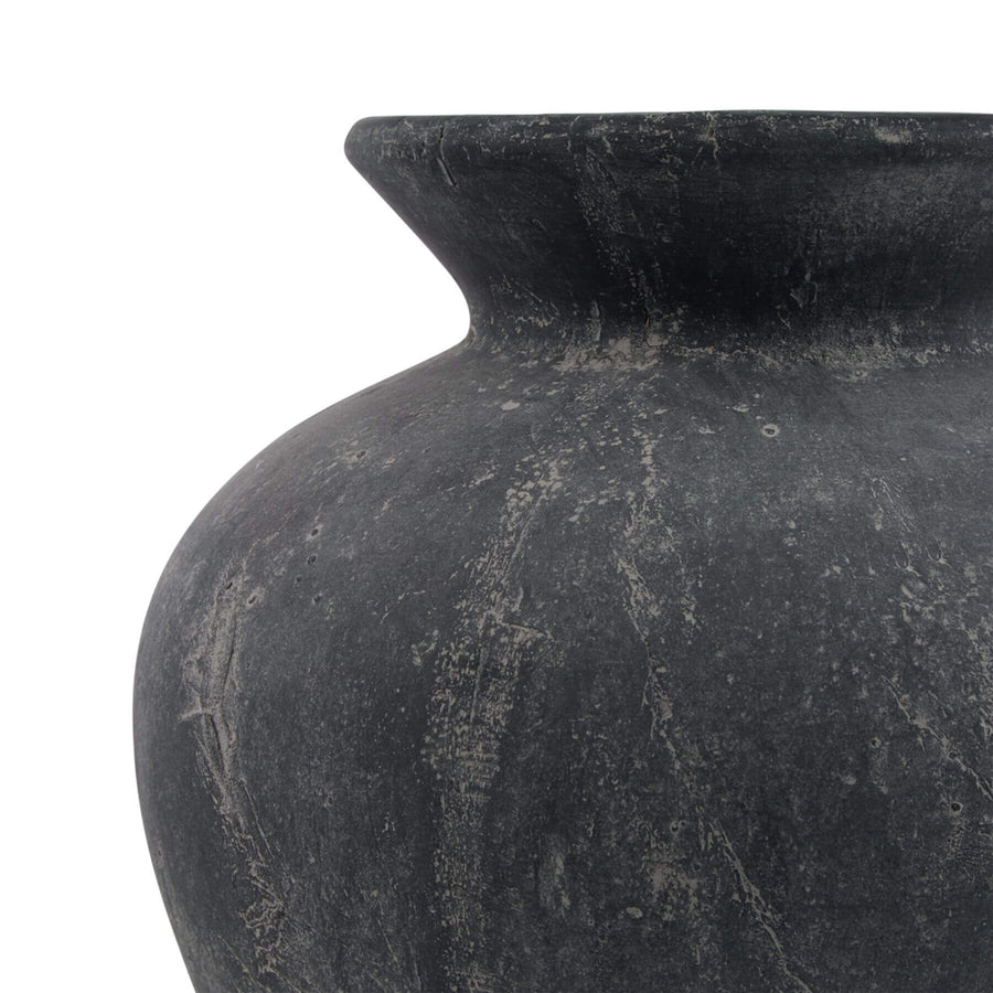 Matte grey ceramic vase with minimalist design, 31cm wide, perfect for floral arrangements or modern home decor by Hill Interiors at brixbailey.com