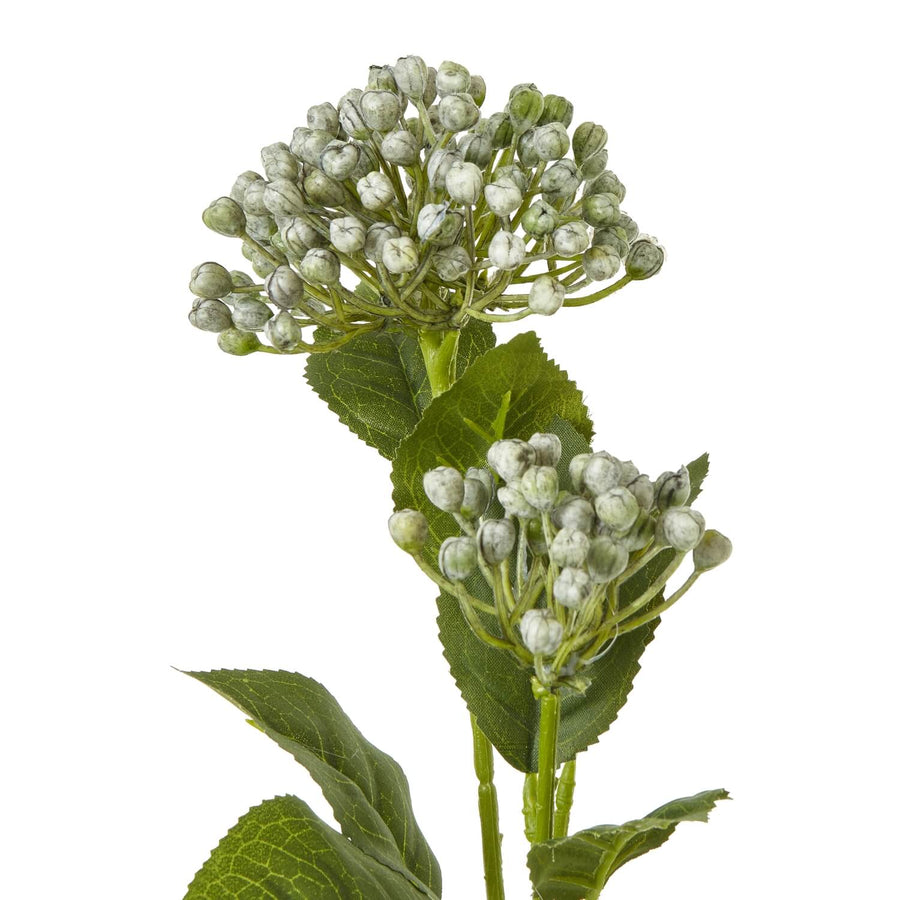 Lifelike blue hydrangea spray with lush clusters, 55cm high, made of high-quality plastic for year-round elegance by Sostter at brixbailey.com
