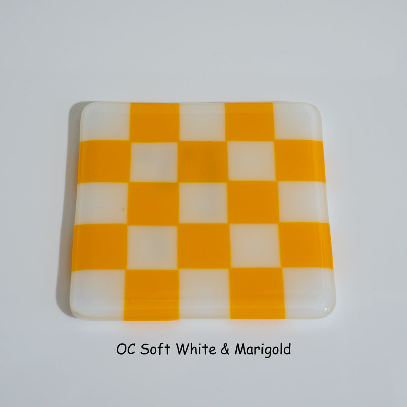 10cm Chequered Soft White/Colour Coaster - Oceanside Collection