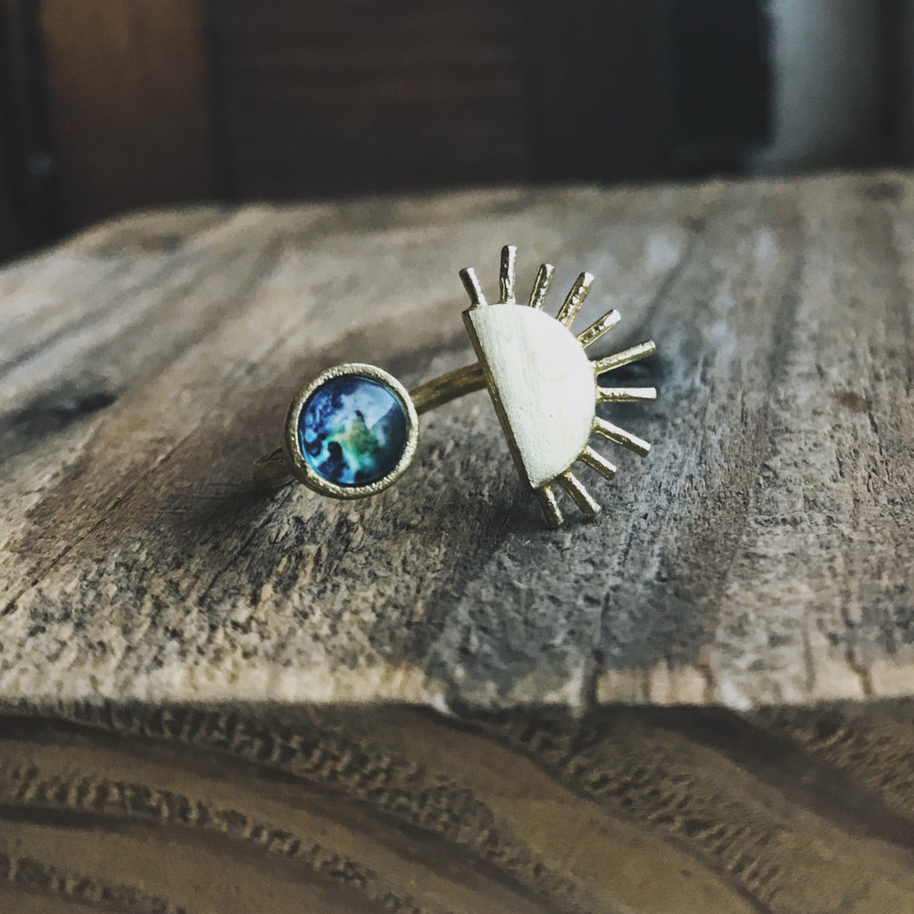 Sunrise Ring Adjustable Silver and Gold