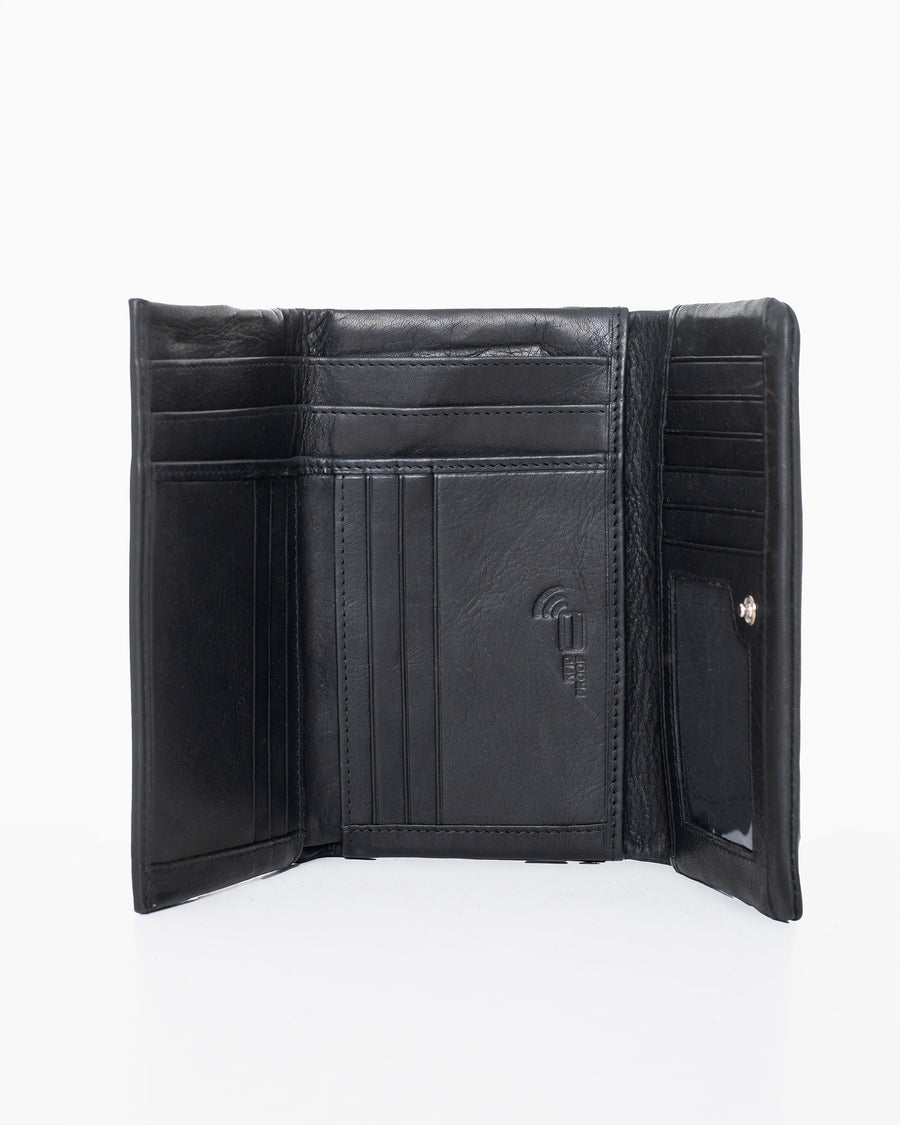 Leather Wallet NK305 (RFID-blocking) - Black