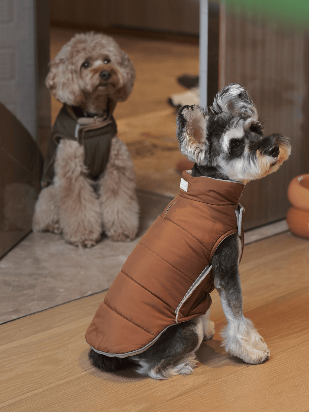 Reversible Dog Vest Jacket in Orange and Grey