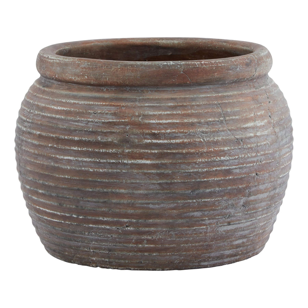 Brown ceramic Siena collection plant pot with rustic rim, 20cm height, Mediterranean style for real or artificial flowers.by Sostter at brixbailey.com