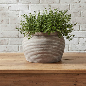 Brown ceramic plant pot planter with rustic rim, 20cm height, Mediterranean style for real or artificial flowers.by sostter at brixbailey.com
