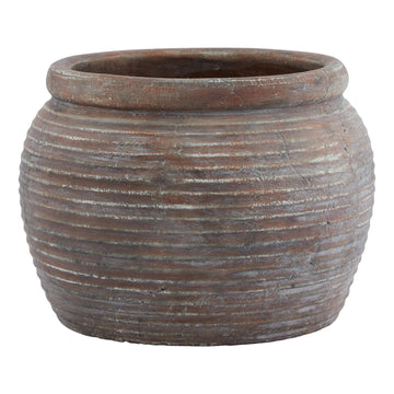 Brown ceramic Siena collection plant pot with rustic rim, 20cm height, Mediterranean style for real or artificial flowers.by Sostter at brixbailey.com