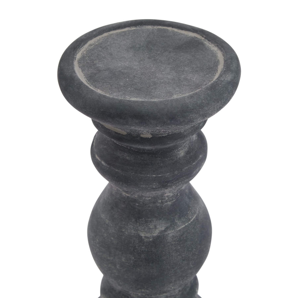 Grey ceramic column candle holder with matte finish, 20cm tall, minimalist modern centerpiece for home or commercial decorby Sostter at brixbailey.com